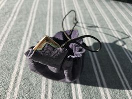 Mittelalter Geldbeutel Leder blau/violett mit Zugband