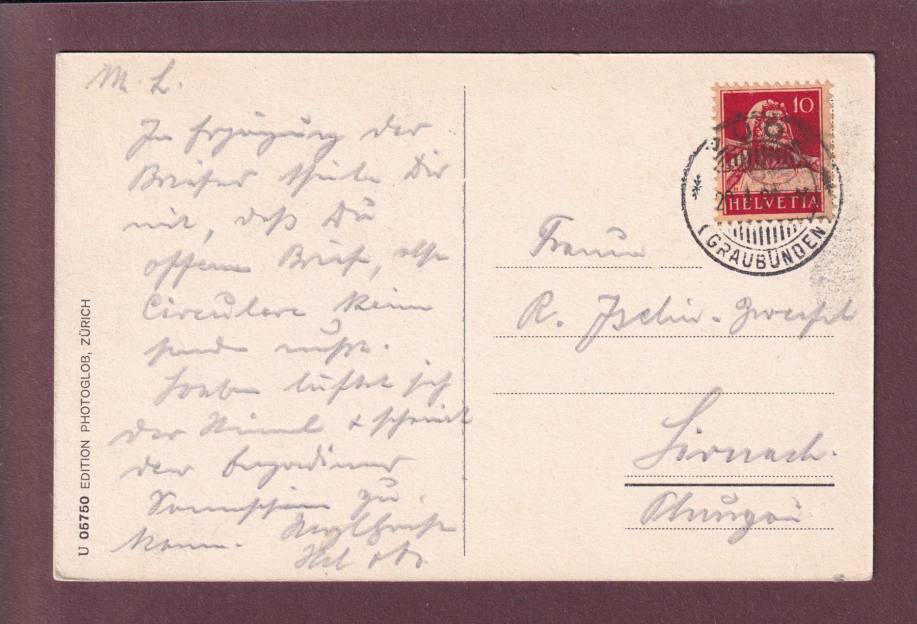 Cartoline postali: ZUOZ - Eisplatz beim Kurhaus Castell - 1921 – Usato da Pully venduto da nicecards 1