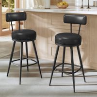 2er Set 360° drehbarer Barhocker Hocker mit Rückenlehne OM