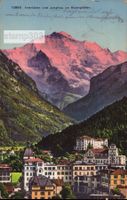 AK Interlaken mit Jungfrau im Alpenglühen