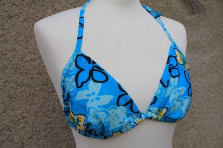Haut de bikini bleu lagon motifs FLOWERS new