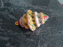 Keramik Christbaumschmuck Zapfen Gelb/Rot, Vintage Stil MA