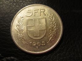 Schweizer 5 Franken Silber Münze, 1965