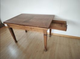 Vintage Holz Tisch mit Schublade ausziehbar 120-225x77x78