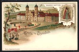 Litho Einsiedeln, Procession vom Kloster