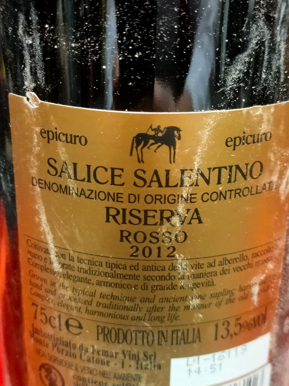 Vino: SALICE SALENTINO EPICURIO 2012 – Nuovo (secondo la descrizione) da Genève venduto da Leboucheoreilles 2
