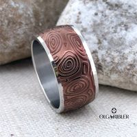 Moderner Edelstahlring mit Muster - Ringgrösse 60
