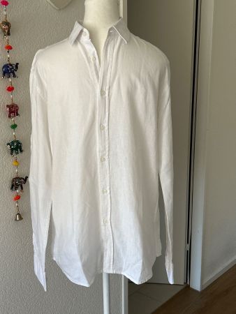 Herren Hemd Selected Homme weiss mit Leinen Gr. 38