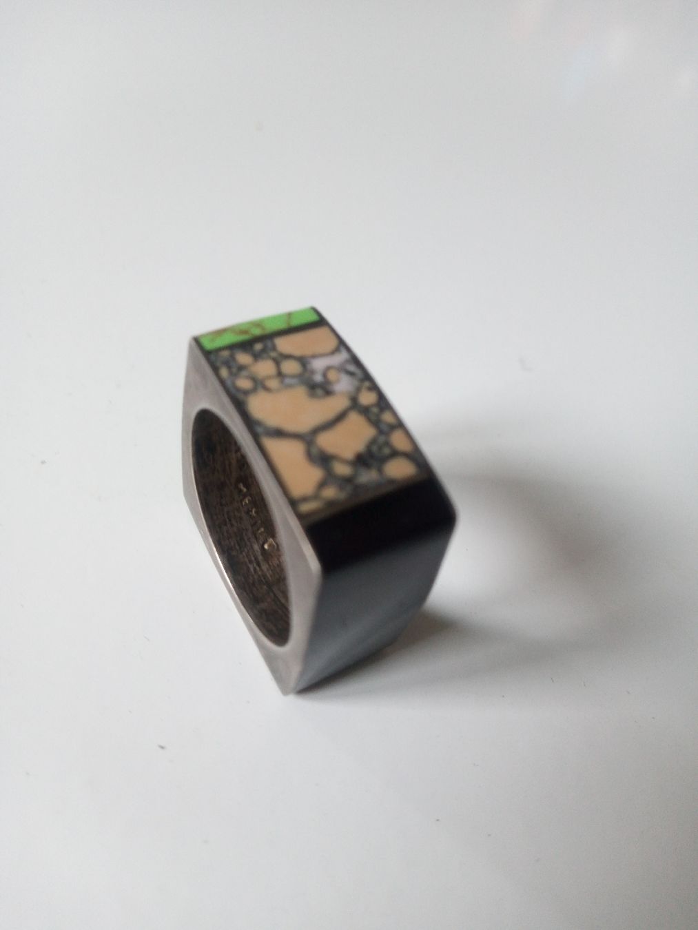 Anelli: Silber Design Ring mit Türkis-Einlage, Grösse 18, neuwertig – Nuovo (secondo la descrizione) da Basel venduto da STrudi_9qvp 3