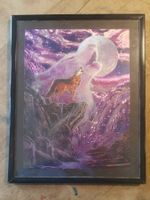 Glitzerbild Wolf am Wasserfall bei Vollmond 20 x 25