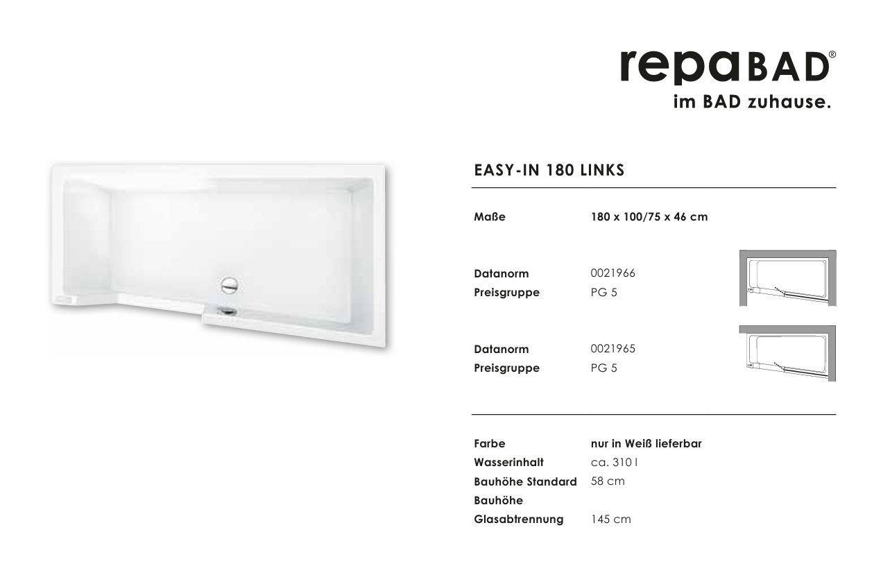Vasche da bagno: Repabad Duschbadewanne – Nuovo (secondo la descrizione) da Vaduz venduto da OHT_9490 3