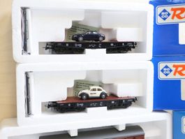 ROCO 4 x Tiefladewagen/Güterwagen 46380/46408 - Neuwertig H0
