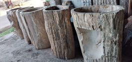 Waschbeckensäule Fossil Versteinertes Holz Stand-Waschbecken