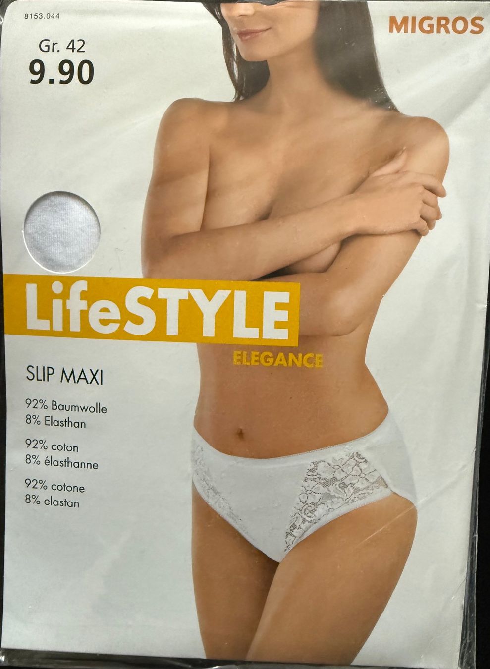 Migros Altra biancheria intima: Slip LifeStyle Elegance Maxi weiss, mit Spitzeneinsatz – Nuovo e nell'imballaggio originale da Zäziwil venduto da kreative-ideen