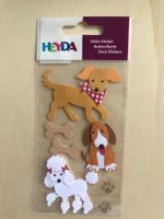 Bastelbedarf,  Sticker,  3 versch. Hunde, 2 Knochen