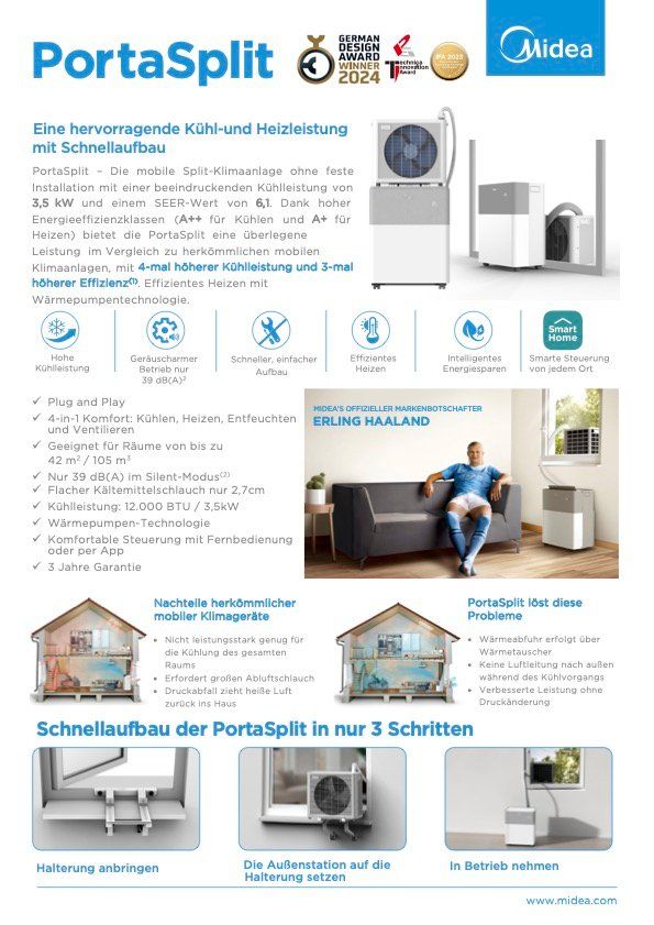 Midea Climatiseurs: Midea Porta-Split BTU 12000 – Neuf avec emballage d'origine à Wegenstetten par Mrico0