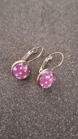 Ohrhänger mit Sternen (Glas-Cabochon / Silbrig / Pink-Rosa)