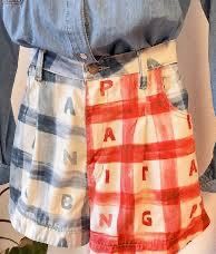 FARM RIO - Damen Shorts kariert rot blau zweifarbig 40