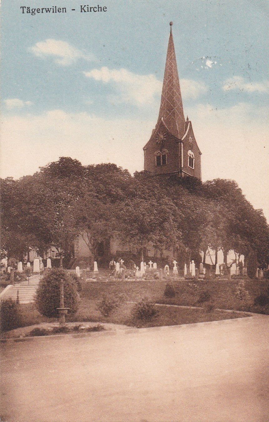 Cartoline postali: AK - Tägerwilen - Kirche - gel. 16.4.1927 – Usato da Fribourg venduto da schnalla92