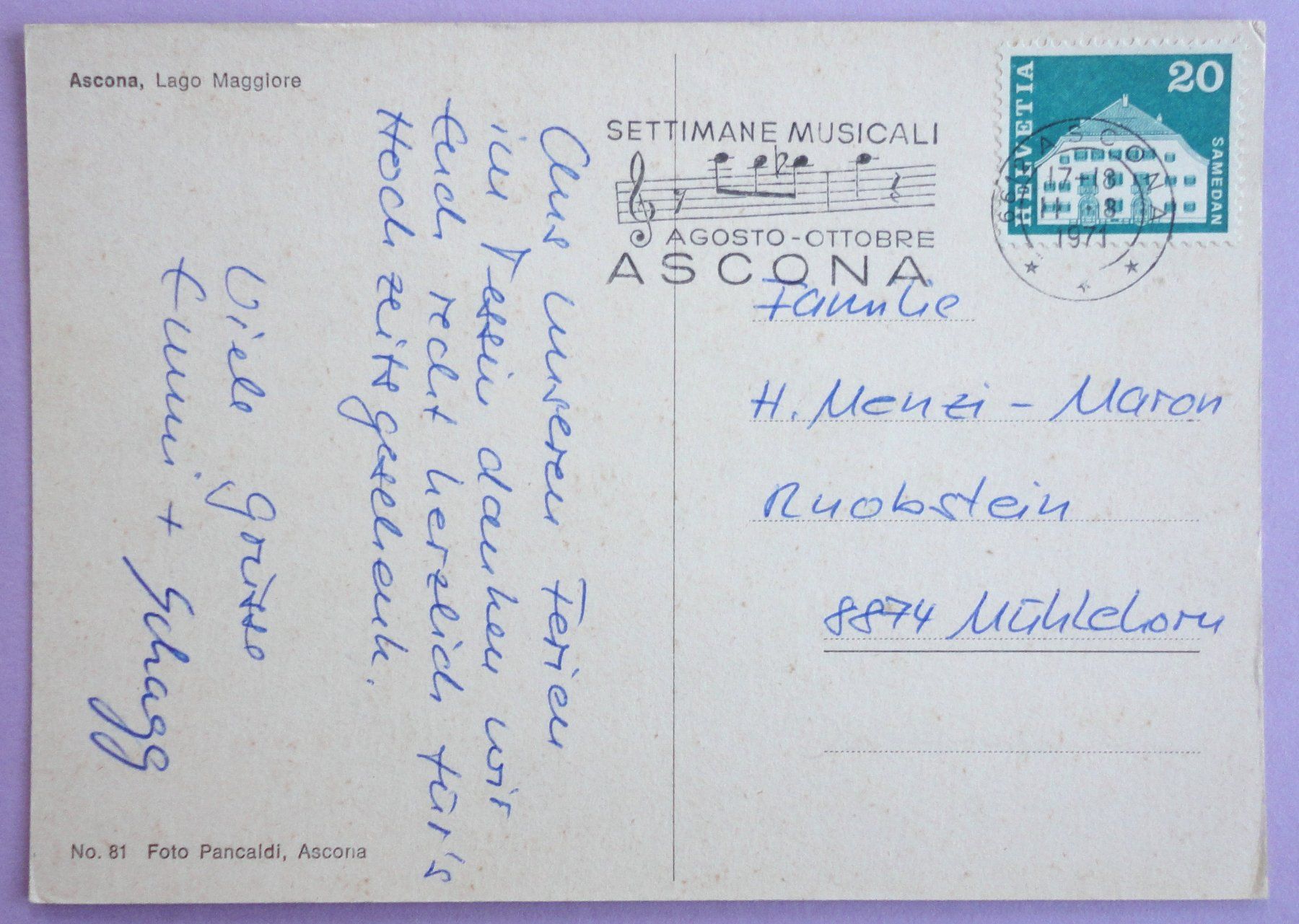 Cartoline postali: Ascona, Lago Maggiore – Usato da Fétigny venduto da Billy2miny 1