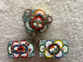 3 ältere Mikromosaikbroschen