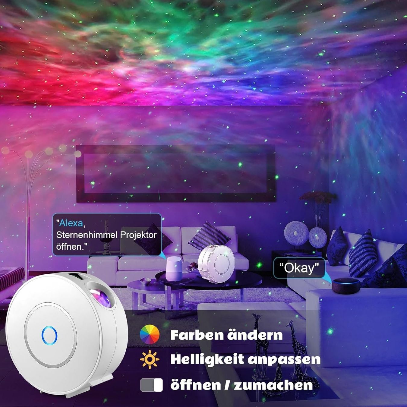 Lampade: Smart LED-Sternenhimmel Projektor mit 3D Galaxy – Nuovo e nell'imballaggio originale da Châtelaine venduto da topshop.switzerland 3