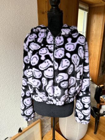 Fake fur Teddy Fleece Jacke H & M x Smiley neu, S