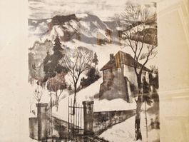 Lithographie Winterlandschaft signiert 33/50