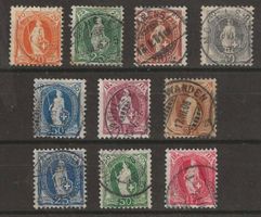 1894 : Stehende Helvetia Nr. 66D - 75D, KP 200.--
