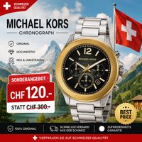 Michael Kors Herren Chronograph Uhr Edelstahl Silber/Gold Sc