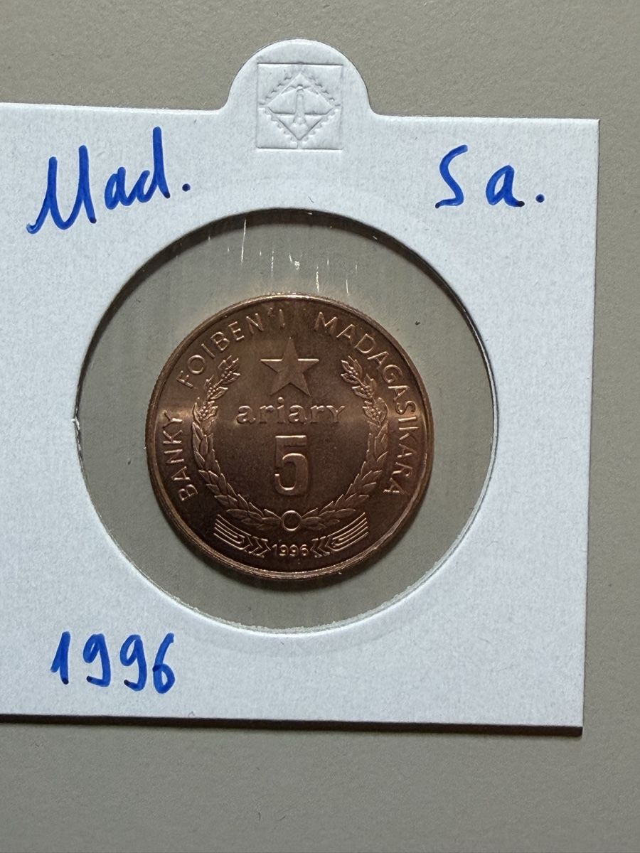 Tutti le monete: Madagascar - 5 ariary - 1996 – Usato da Payerne venduto da Mike1682