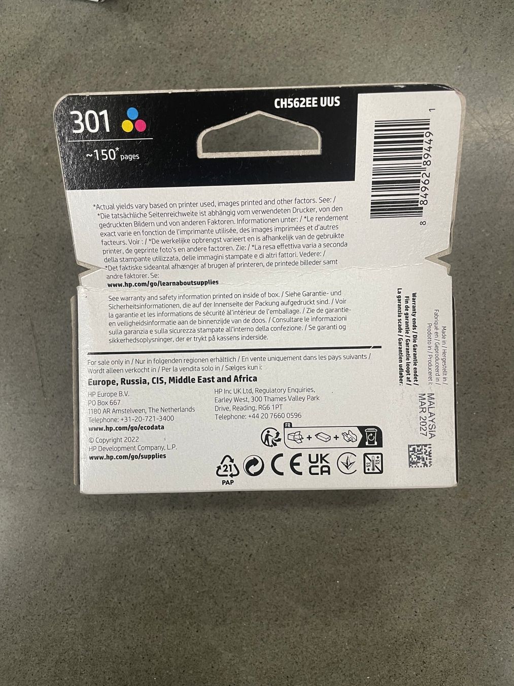 Hewlett Packard Druckerpatronen & Toner: HP 301 Color – Neu und originalverpackt aus Seewen SZ von Timekeeper 1