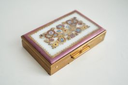 Pillendose Pill Bar Wiener Handmalerei 18K Golddekor 6,5 cm