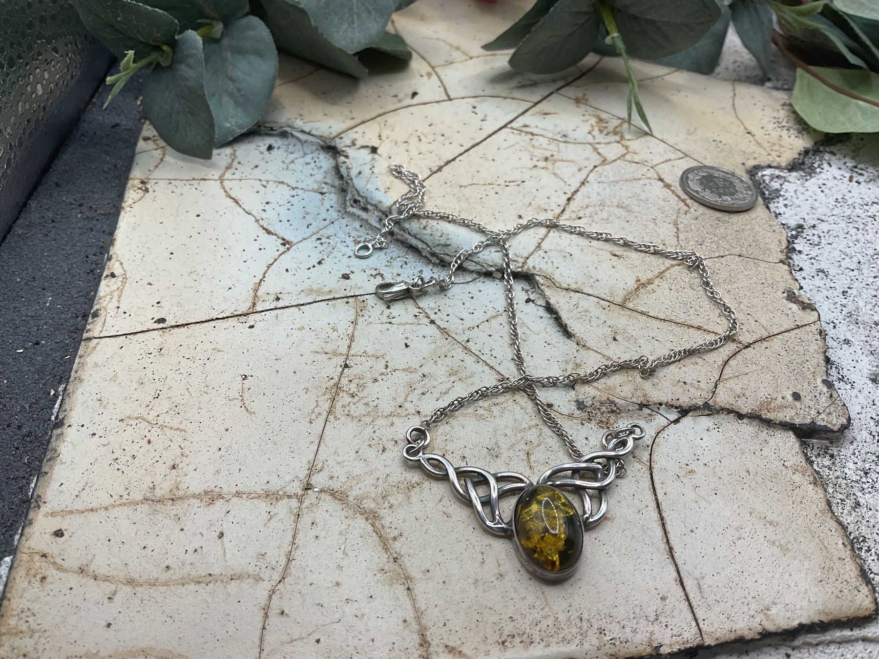 Ketten: Vintage Collier, Sterlingsilber mit Bernstein – Gebraucht aus luzern von Alpendorf1 1