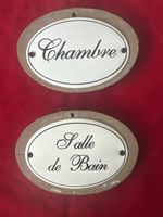 Rustikale Holzschilder "Chambre" & "Salle de Bain"