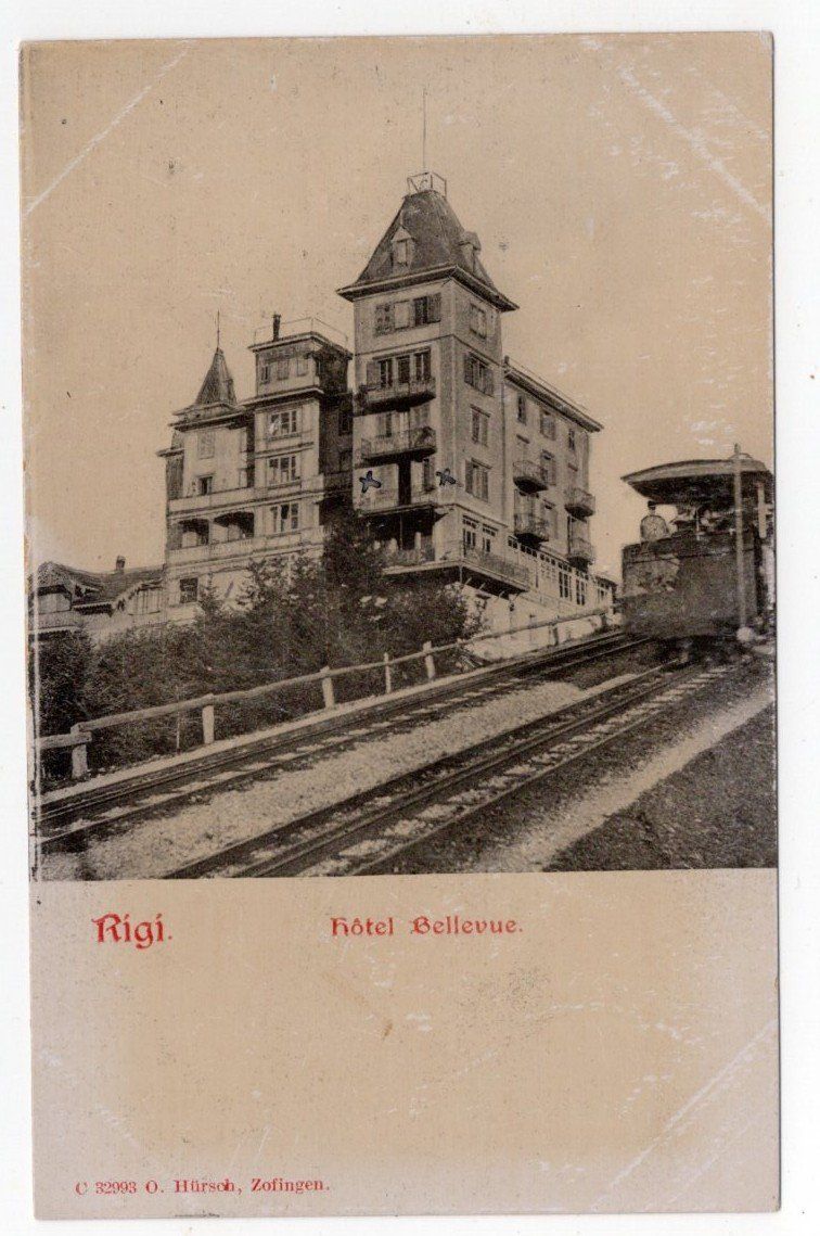 Cartoline postali: Rigi Hotel Bellevue Rigibahn Bahn 1912 – Usato da Rapperswil SG venduto da INTELVI