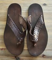 Borgioli Zehentrenner Flipflops Leder Dunkelbraun Grösse 43