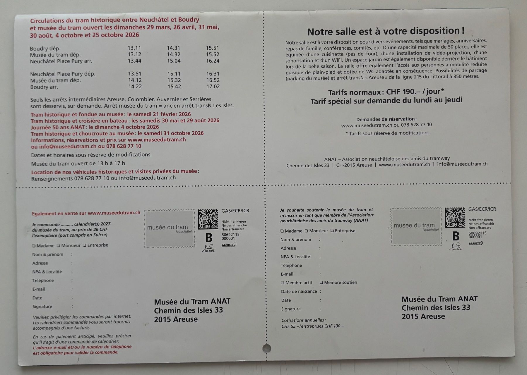 Calendari: Calendrier 2026 - Musée du tram Neuchâtel – Usato da Neuchâtel venduto da gefdeneuch 1