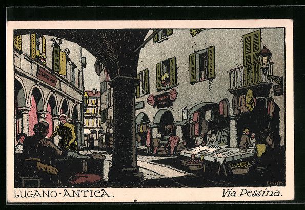 Cartoline postali: AK Lugano-Antica, Via Pessina – Usato da Berlin venduto da bartko-reher