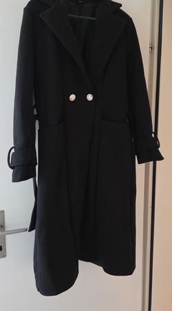 Damen Mantel schwarz mit Knöpfen L
