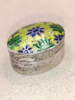 Jugendstil 925er Silber Pillendose Teil emailliert um 1900j