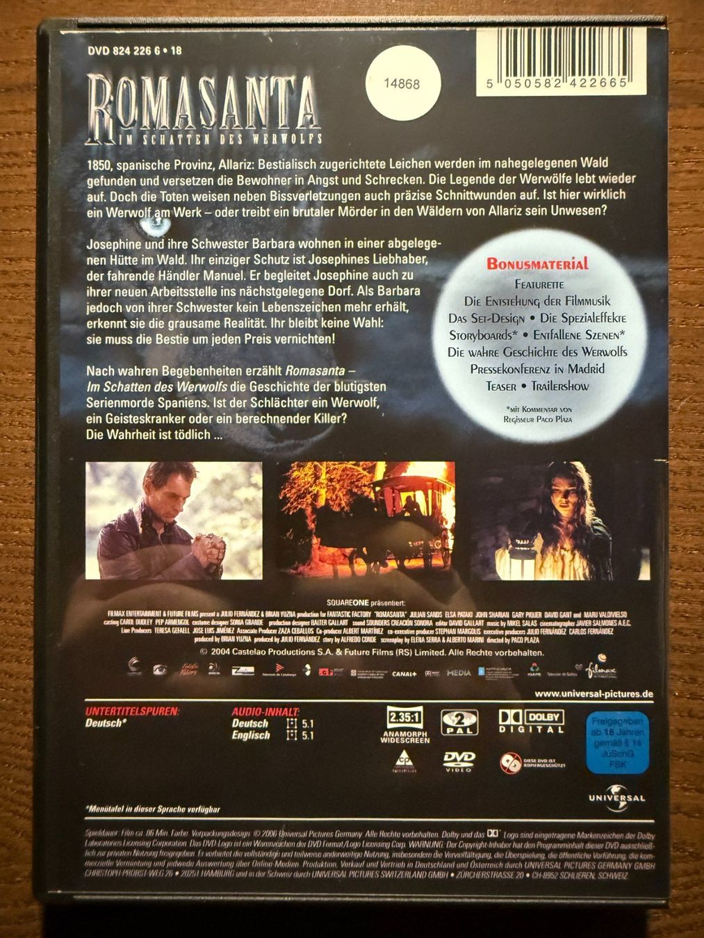 Tutti i DVDs: Romasanta - Im Schatten des Werwolfs – Usato da Zürich venduto da FilmFreunde 1