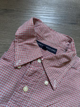 Tommy Hilfiger Herrenhemd Kurzarm Gr. M kariert rot