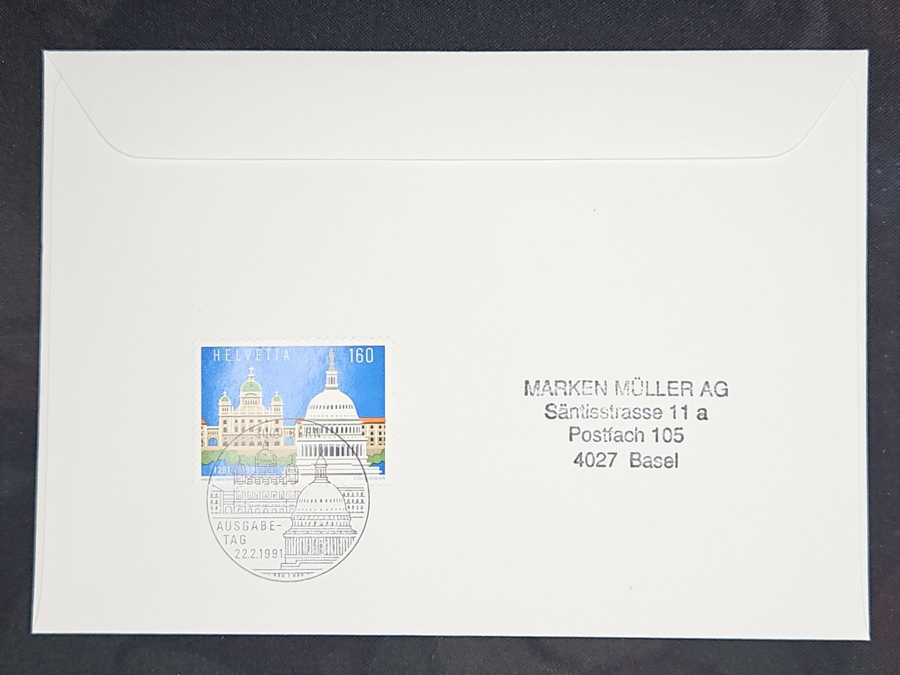 Tutti i francobolli: CL23 Enveloppe + Timbre Suisse 1991 – Usato da Cousset venduto da Patrick_Collections 1