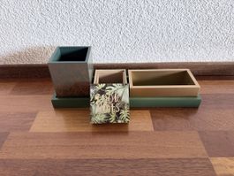 Boîte de rangement décorative style tropical, set 3 piéces