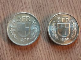 5 Franken Silber 1966 und 1969