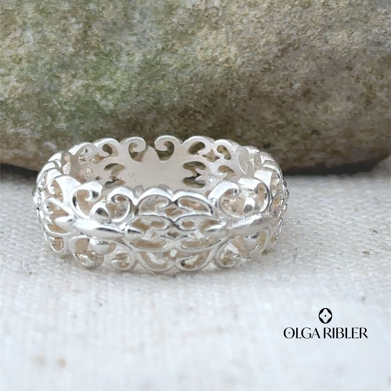 Olga Ribler Anelli: Silberring Ornament matt breit Grösse 58 – Nuovo (secondo la descrizione) da Luzern venduto da Schmuckoutlet 2