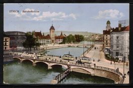 1920 Postkarte Bahnhofbrücke Zürich