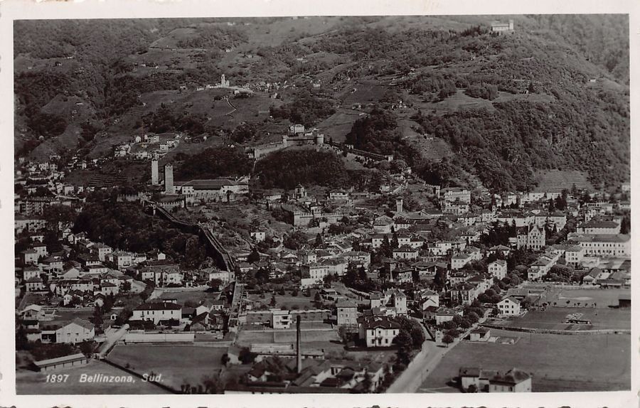 Cartoline postali: Bellinzona Sud, circolata 1942 – Usato da Frauenfeld venduto da POML
