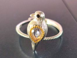 Tansanit Vogel Ring 925 Silber , NEU filigranes Desig
